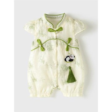 嬰兒旗袍女寶寶夏季薄款超萌可愛公主哈衣新中式國風漢服新生衣服