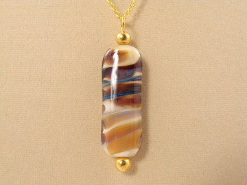 穆拉諾琉璃珠項鍊 象牙米色、藍色、棕色墜飾 項鍊 珠寶