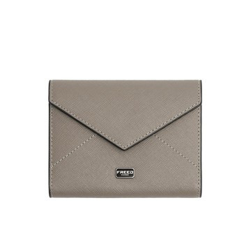 FREED 經典 Saffiano 十字紋信封三折短夾 - 鉑金灰