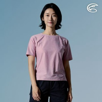 ADISI 女浪花洞洞五分袖圓領透氣上衣 AL2611033 雲霜粉 (S-XL)｜透氣 吸濕排汗 快乾 輕量 彈性 排汗衣