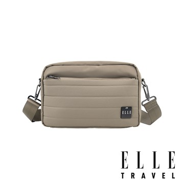 ELLE 雲感線條CLOUD LINE系列 拉鍊 多隔層 側背包 斜背包 沙漠金 EL83355