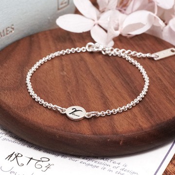 送給牡羊座的生日祝福 手繪風星座符號 925純銀手鍊 女生生日禮物