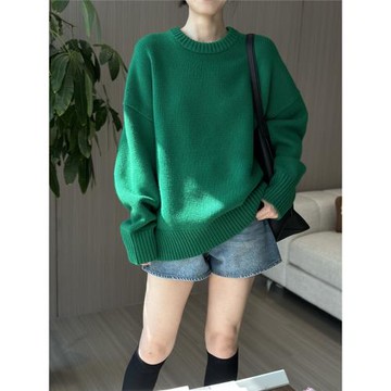 重磅推薦冬季新款2025純山羊絨衫慵懶毛衣減齡立體圓領廓形針織衫