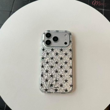 韓系新款.細閃白點星星適用iPhone17韓系手機殼16蘋果15promax防摔14/13/12