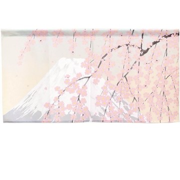 日本製【コスモ】短門簾《富士山垂枝櫻花》