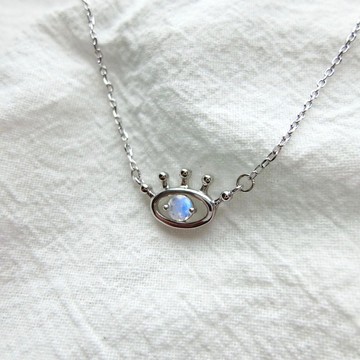 鑽面月光石925純銀惡魔之眼純銀項鍊