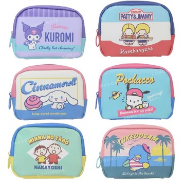 小禮堂 Sanrio 三麗鷗 皮質拉鍊收納包 (復古系列) 酷洛米 人魚漢頓 大寶