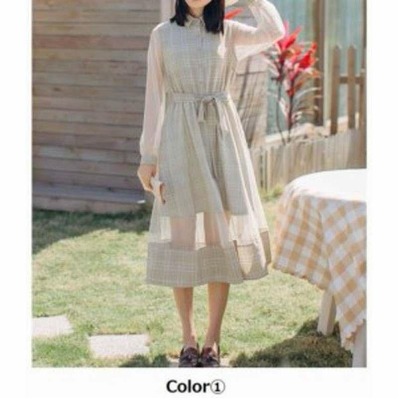 レディース 長袖 チェック ワンピース 英国風 ワンピース シースルー 膝丈 フレアスカート 通販 Lineポイント最大get Lineショッピング