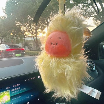 🤩臺灣出貨🤩炸毛星星人汽車掛件車飾高級感玩偶公仔後視鏡掛飾在風中凌亂可愛