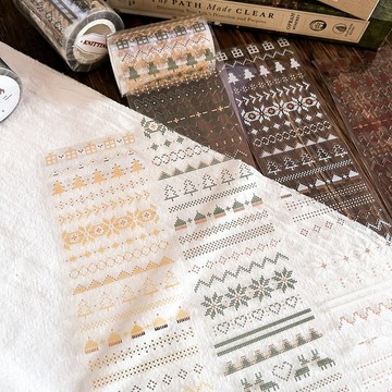 Knitting 針織 立體玫瑰金膠帶貼紙捲