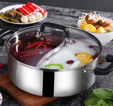 鴛鴦鍋 鴛鴦鍋304不銹鋼火鍋鍋家用電磁爐鍋具大容量加厚涮鍋火鍋盆商用