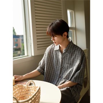 白口陽【南屏晚鐘】新中式盤扣條紋短袖襯衫唐裝漢服五分袖襯衣男