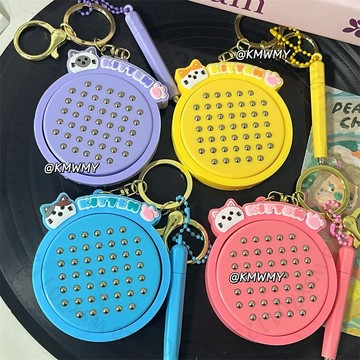 可愛貓貓磁吸鋼珠畵闆趣味鑰匙扣情侶卡通解壓磁力珠玩具女孩子MDC7GGT01