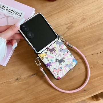 七彩小馬 側扣皮紋 三星 z flip 8 6 7 5 4 flip6 flip7 flip5 手機殼 防摔 保護套折疊