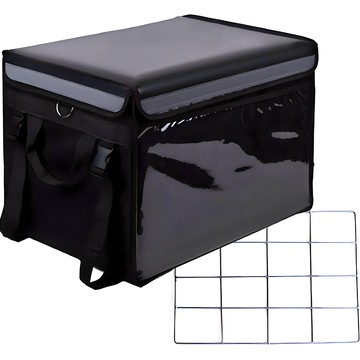 Egowell 保溫保冷外送包 + 機車安裝用鐵網套組  黑色  32L(40 x 27 x 31cm)