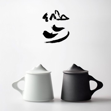 山水間仙山馬克杯帶蓋情侶對杯文藝景德鎮陶瓷手工杯子女男定制杯