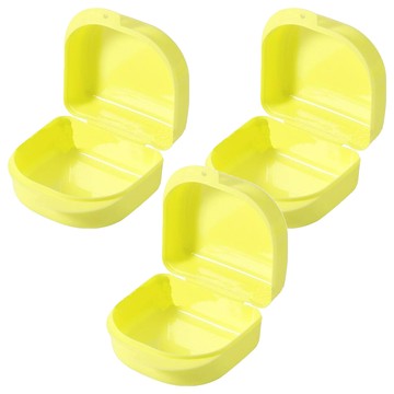 外出攜帶透氣盒 牙套、維持器、活動假牙盒-馬卡黃  1入  3個