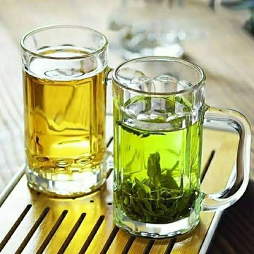 臺灣/✨水杯【6個】加厚茶杯玻璃兩用水杯家用啤酒杯子帶把高端茶杯玻璃茶杯