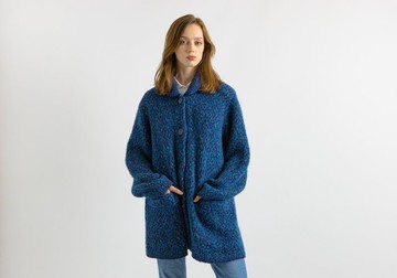 80年代復古 Missoni 羊毛與馬海毛針織外套 女款寬鬆大衣 7069