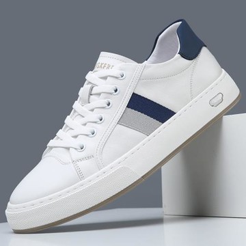 男鞋2025夏季新款真皮透氣小白鞋男士低幫平底百搭運動休閑板鞋潮