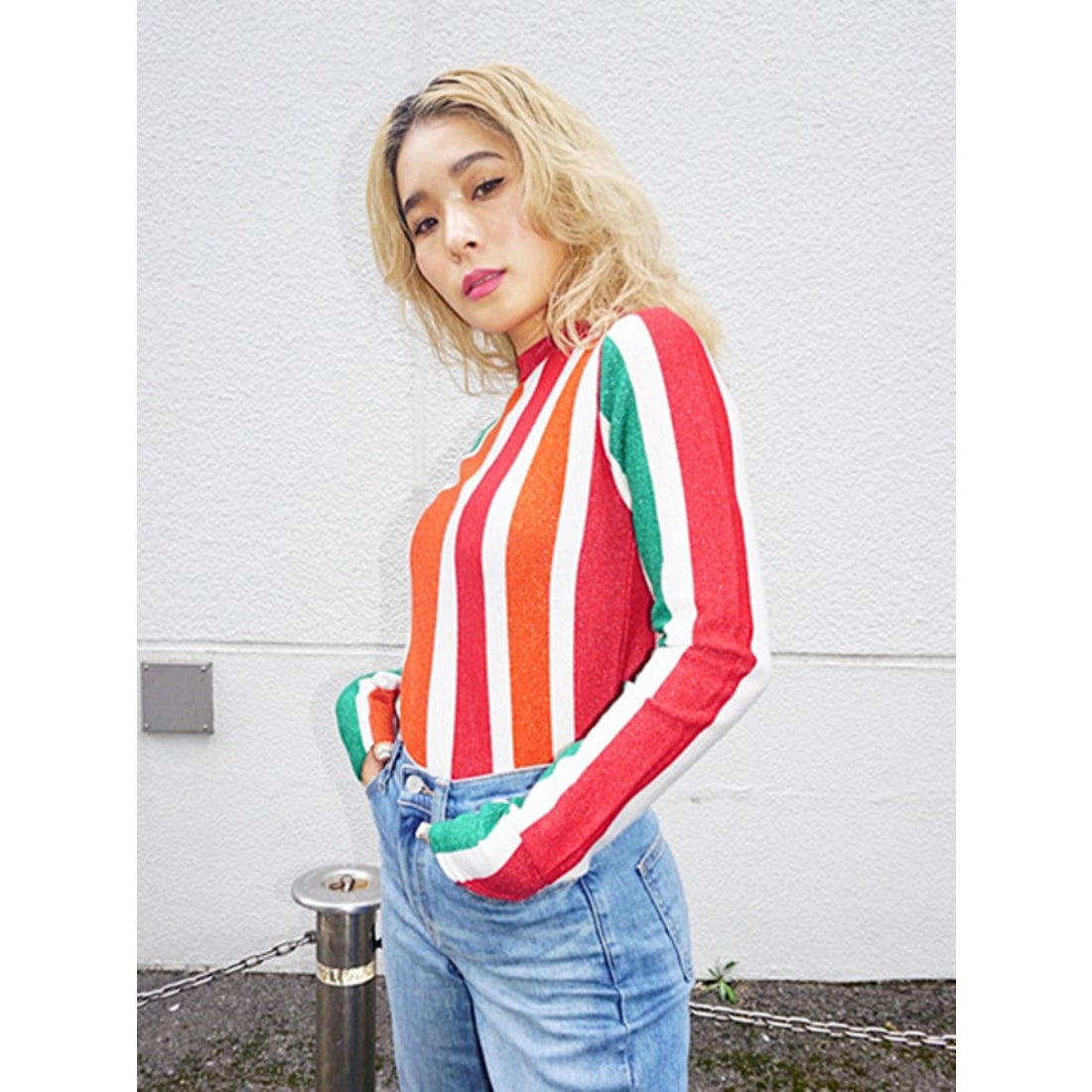 フィグ アンド ヴァイパー Fig Viper ラメストライプニットトップス Org 通販 Lineポイント最大get Lineショッピング