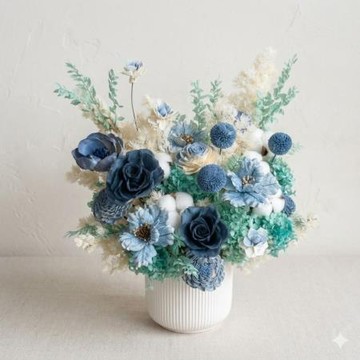 開幕永生花祝賀花禮/f1150102/中號/藍白/1入