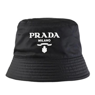 PRADA 2HC137 電繡LOGO標誌尼龍款漁夫帽/遮陽帽.黑