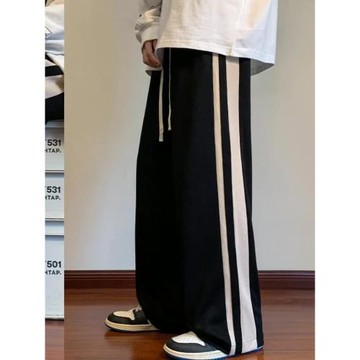 美式復古褲子男款春秋新高街vibe褲垂感直筒運動衛褲拖地休閑長褲