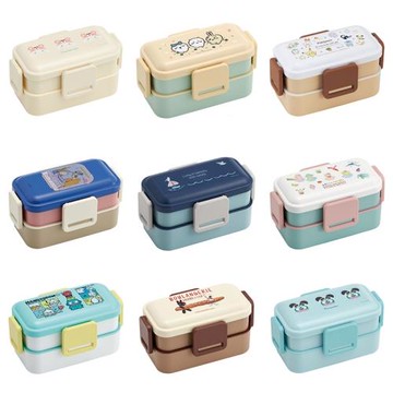 日本制Skater可愛卡通小學生雙層飯盒銀離子抑菌 可單層使用600ml