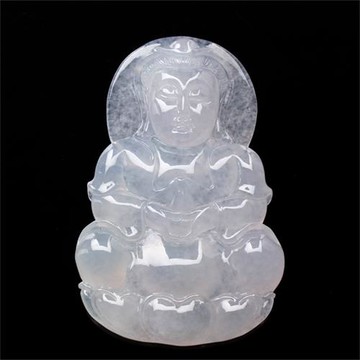 【雅紅珠寶】天然冰種白翡翠玉項鍊-觀世音菩薩-法相莊嚴