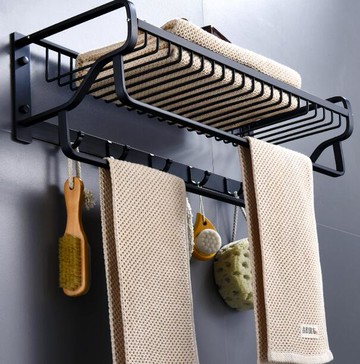 毛巾架太空鋁打孔浴巾架衛生間洗手間浴室置物架壁掛五金掛件酒店 99購物節