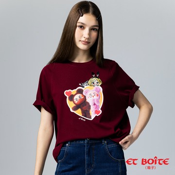 【新品8折↘滿額再折$380】DORA星際熊聯名款落肩短TEE(酒紅) - BLUE WAY ET BOîTE 箱子