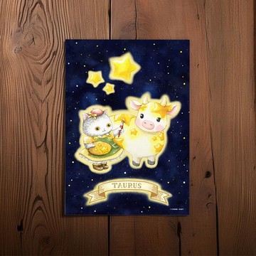 原創 星座貓貓 金牛座 水彩手繪 明信片