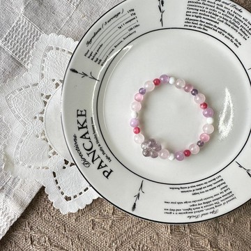 可愛紫水晶花朵彈性手鍊