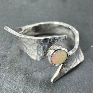 荊棘蛋白石純銀戒指