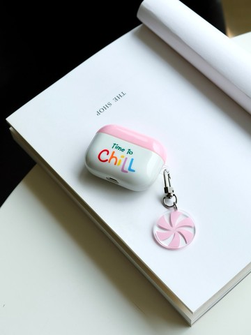 可愛粉色耳機殼  chill彩虹字母   AirPods 保護殼 軟殼