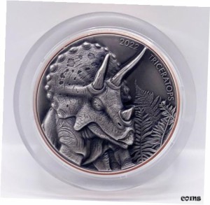 アンティークコイン コイン 金貨 銀貨 Vanuatu Silver Giant TRICERATOPS, High Relief .999 w Copper Core