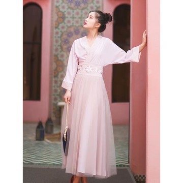 【99元區】2025春夏季新款文藝長袖雪紡衫上衣網紗半身裙套裝女