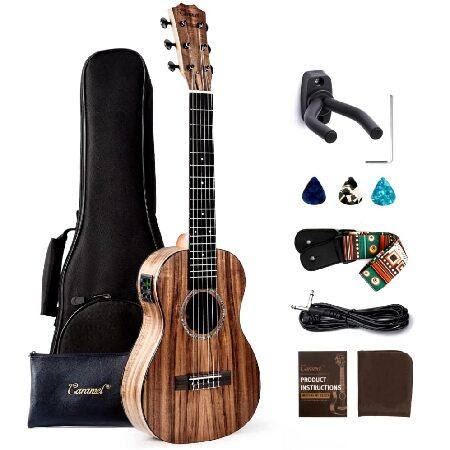 Caramel 30 inch Strings CB204G All Solid Acacia Wood LCD color display Electric Ukulele Guitalele Mini Travel Guitar Starter Pack Bundle Padded Gig