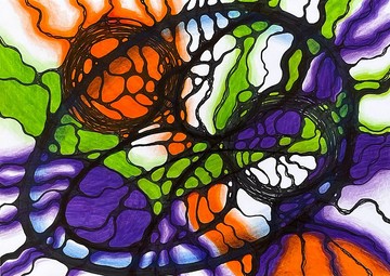 Birth of ideas. Modern art, freehand drawing.