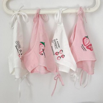 4條白粉草莓系帶內褲性感軟妹萌妹全棉綁帶低腰少女二次元三角褲