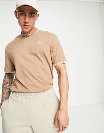 Puma tailoring tipped t-shirt in tan brown - Exclusive to ASOS
