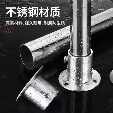 臺灣出貨304不鏽鋼圓管晾衣杆陽臺掛衣杆衣櫥衣櫃浴室掛杆加厚法蘭配件