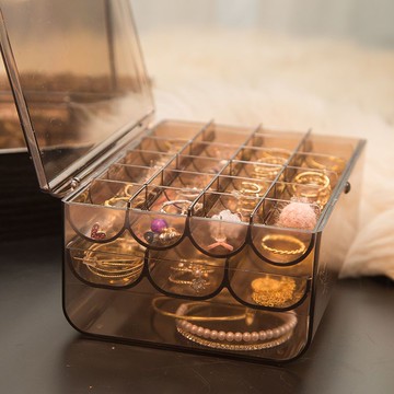 透明首飾盒多層大容量飾品收納盒耳環耳釘戒指收納盒時尚首飾收納盒【聚寶屋】