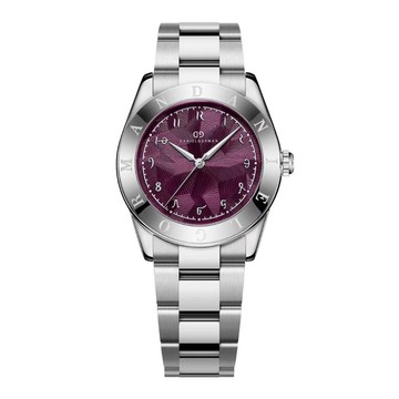 DANIEL GORMAN | 多巴胺系列 銀框 紫紅色面 不規則紋路 銀色不鏽鋼錶帶 DG9036SR