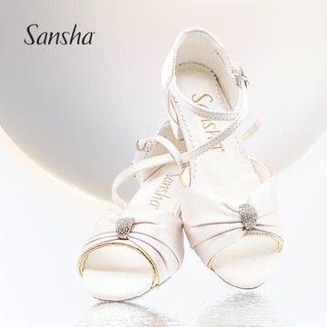 Sansha 法國三沙兒童拉丁舞鞋女童 軟底交誼舞國標舞蹈跳舞鞋涼鞋