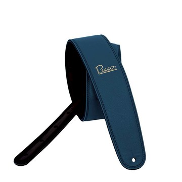 Picco 皮革手工背帶 吉他/貝斯通用 宇宙人方Q監製 台灣職人手作 2.5吋寬版 午夜藍 Midnight Blue