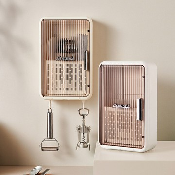 廚房筷子筒壁掛式筷子收納盒帶蓋防塵筷籠家用瀝水多功能置物架子