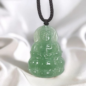 冰種油青翡翠觀音菩薩項鍊 | 天然緬甸玉翡翠A貨 | 送禮