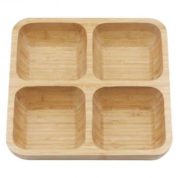 菊川本味 4格厚底竹餐盤  原木色  1個  26.5 x 26.5 x 6cm
